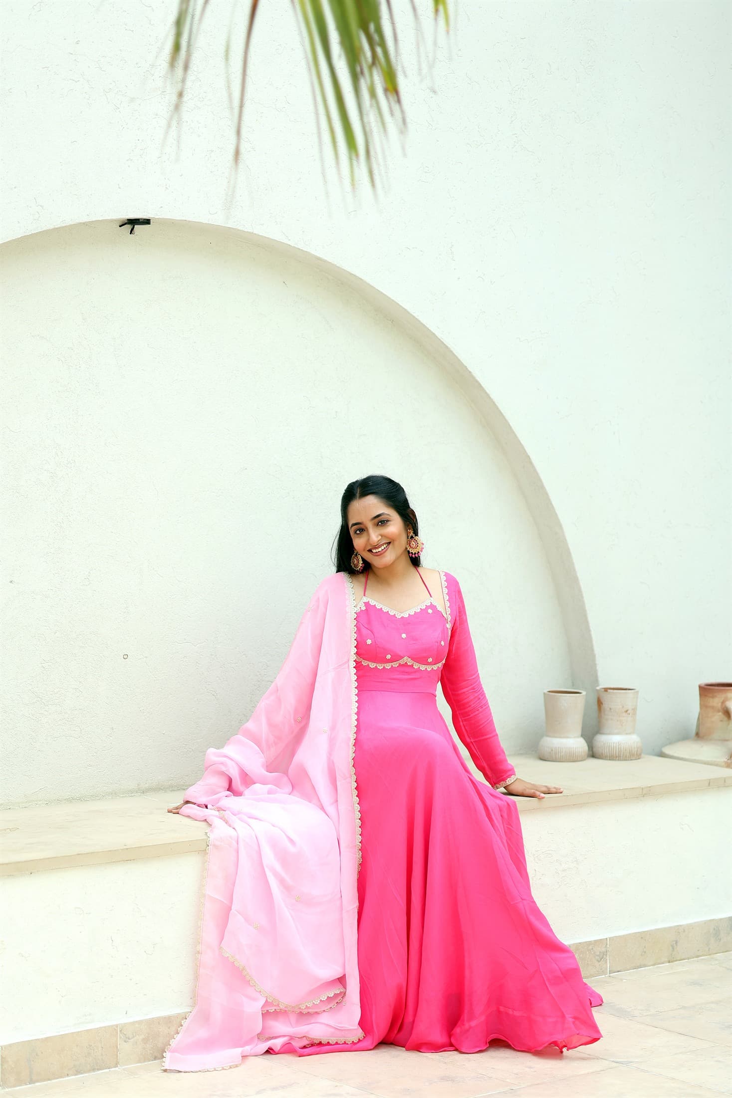 Crimson Anarkali Dress detail view