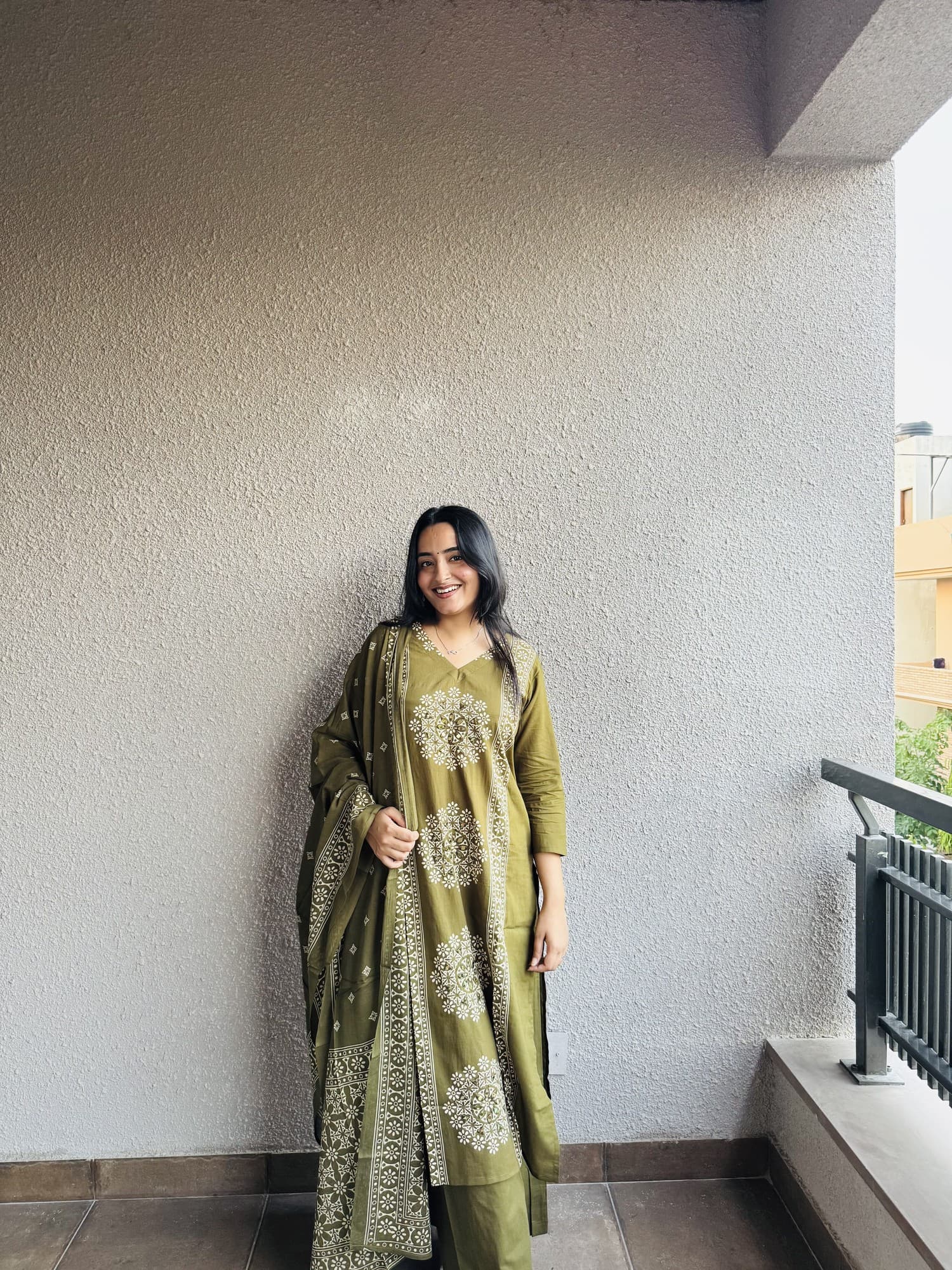 Olive Green Straight Suit Set